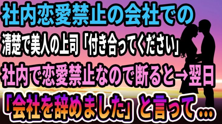 【馴れ初め】社内恋愛禁止の会社で、清楚で美人の上司が「私と付き合って！」社内で恋愛禁止なので断ると→翌日「会社を辞めました」と言って…【感動する話】